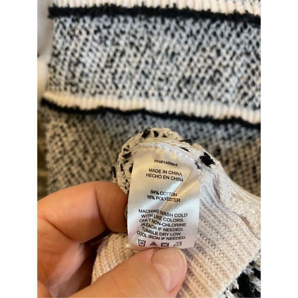 Grey Collection Latina Style Black/White Stripe Short Ruffle Sleeve Knit Sweater - Picture 7 of 7